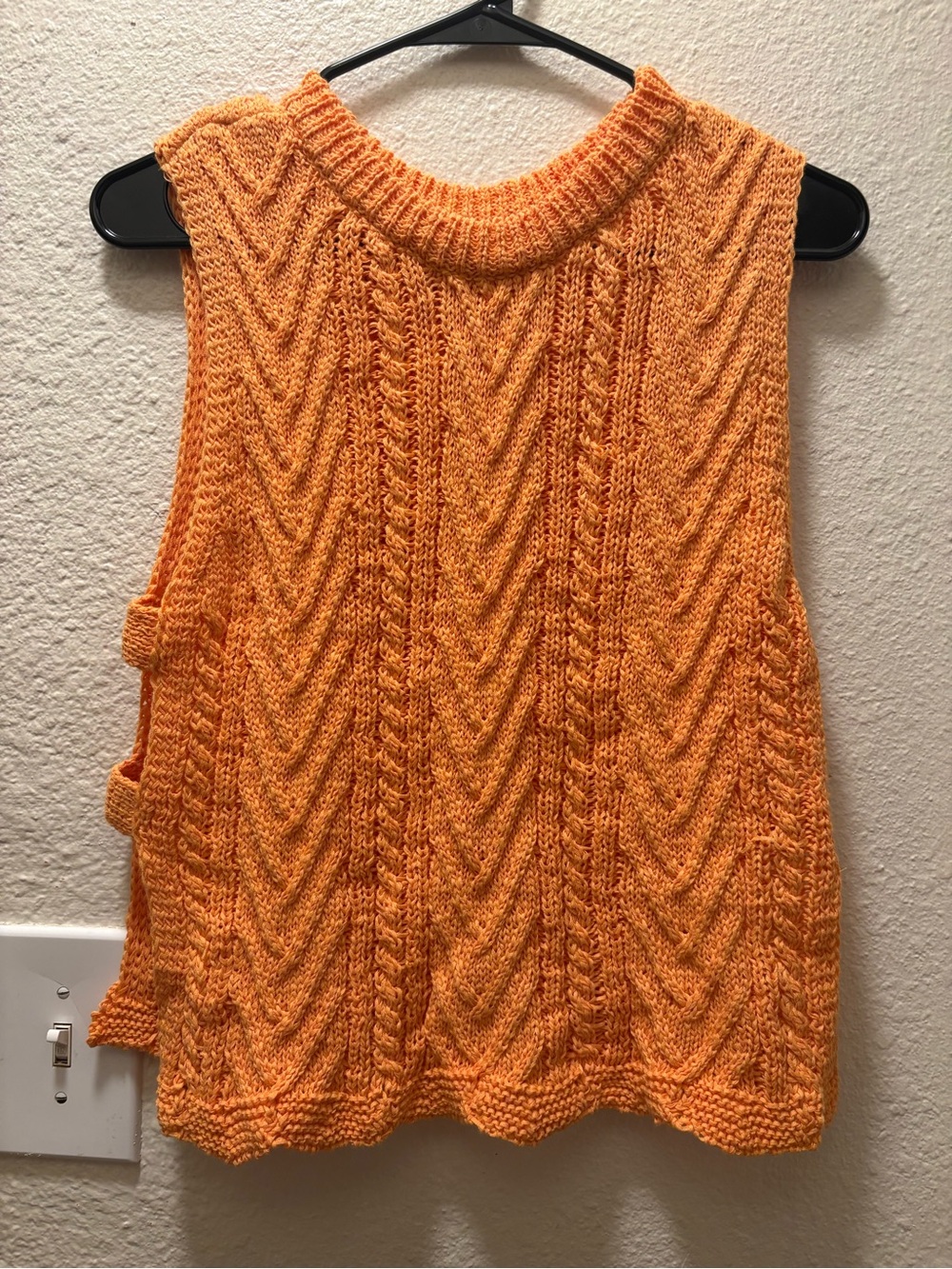 Vici Orange Cable Knit Sleeveless Crew Sweater Vest